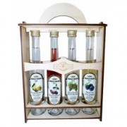 Mini palinka Wood box  (4 different flavor) with dried fruit by Bolyhos