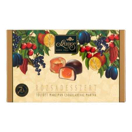 Fruit filled Marzipan dessert with chocolate coating by Szamos 140g