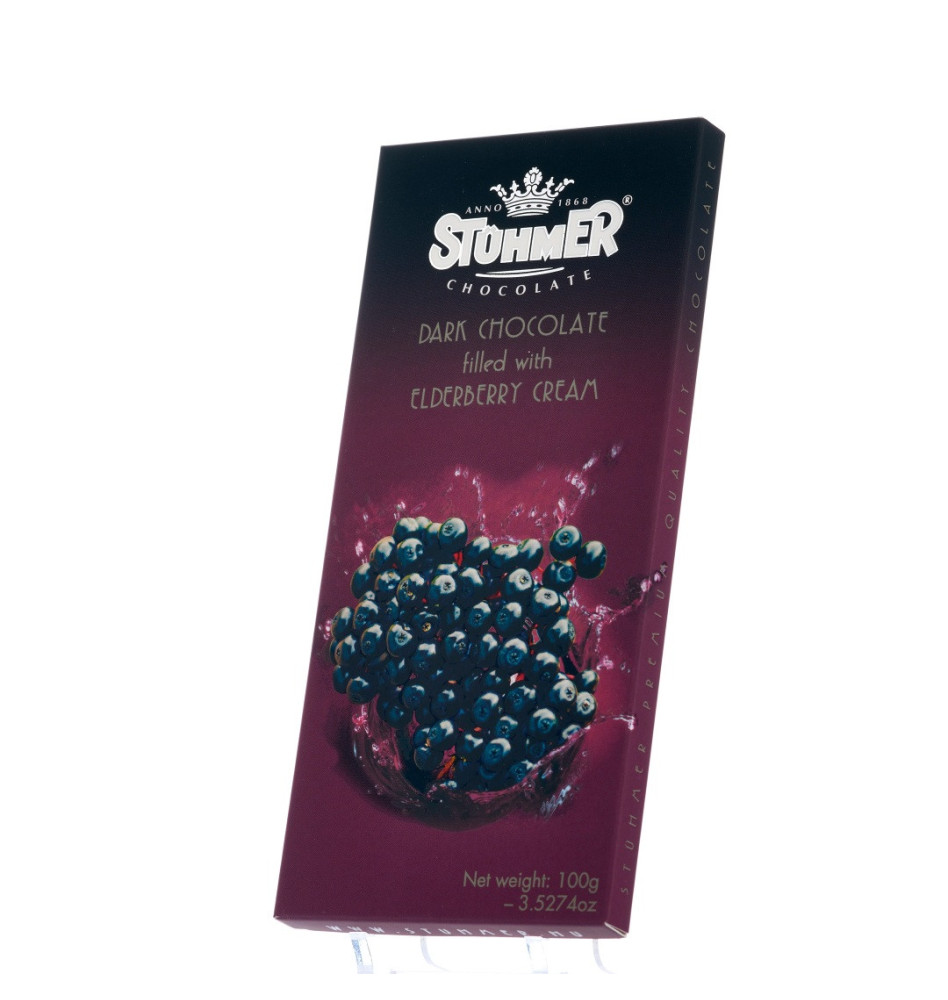 Dark Chocolate filled with Elderberry Cream 100g by Stuhmer