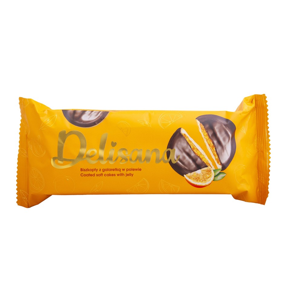 Orange Sponge Biscuits with Jelly in Chocolate 135g – Delisana